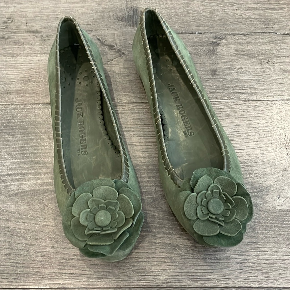 Jack Rogers hunter green suede flats